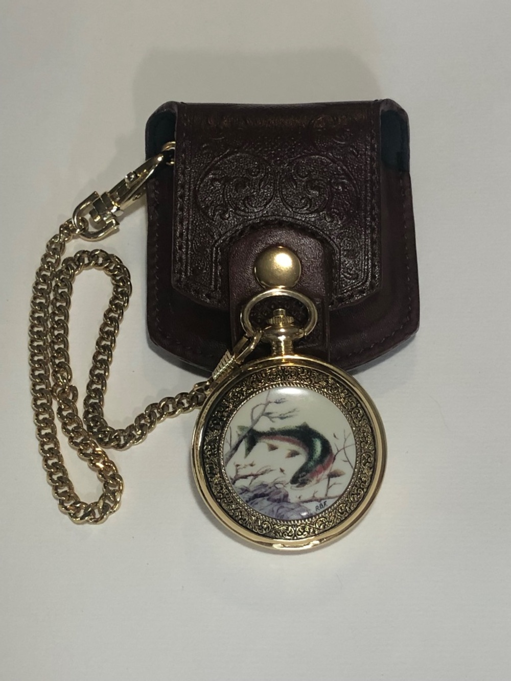 Limited Edition Franklin Mint Pocket Watch Rainbow Trout